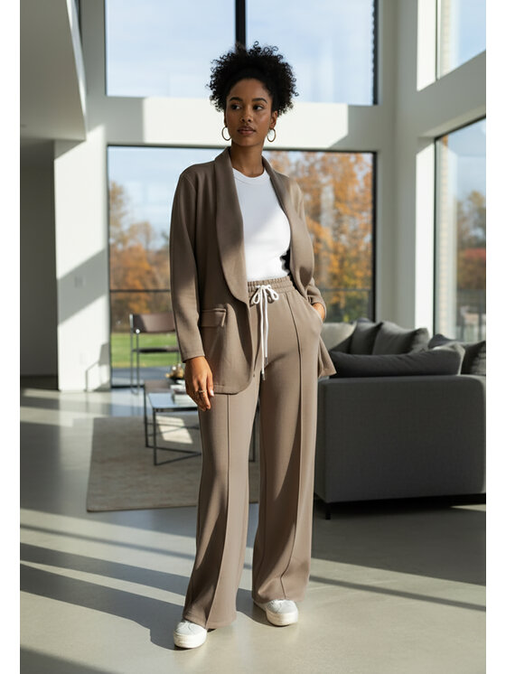 FIGL FIGL Komplet marynarka i spodnie materiałowe M1254 Brązowy Regular Fit