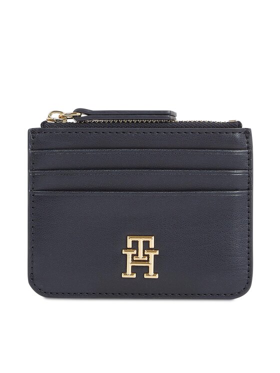 Etui pentru carduri Tommy Hilfiger Th Refined Cc Holder AW0AW16016 Bleumarin