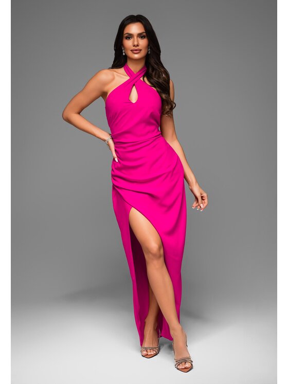 Ombre Ombre Sukienka wieczorowa LA-OM-DLR081 Różowy Regular Fit