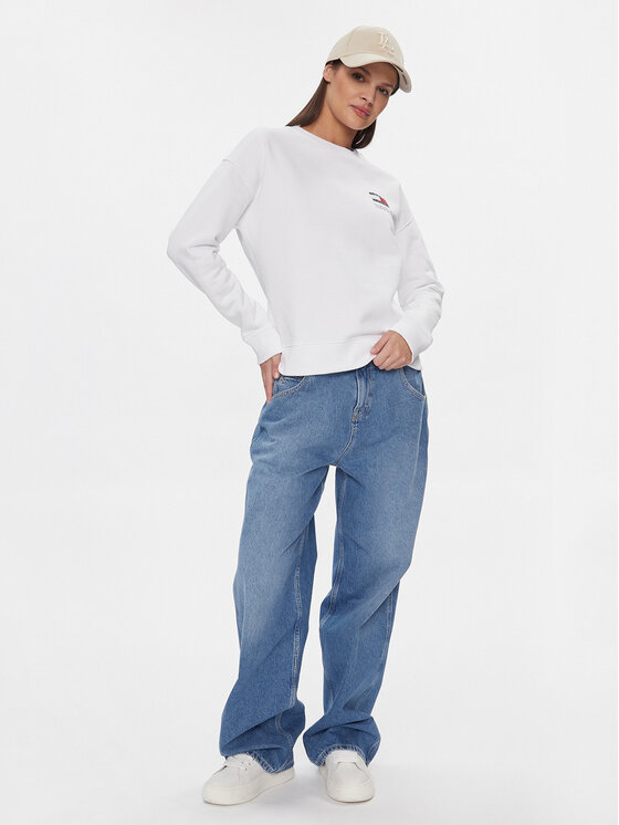 Tommy Jeans Tommy Jeans Felpa Graphic Flag DW0DW17328 Bianco Boxy Fit