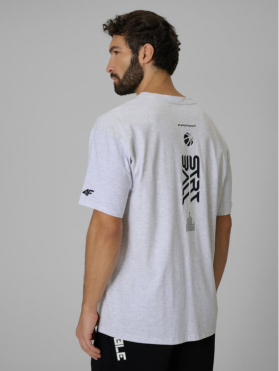 4F 4F T-Shirt ESSENTIALS Szary jasny Loose Fit