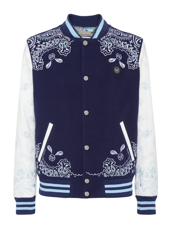 PHILIPP PLEIN PHILIPP PLEIN Kurtka skórzana 2757 Niebieski jasny Regular Fit