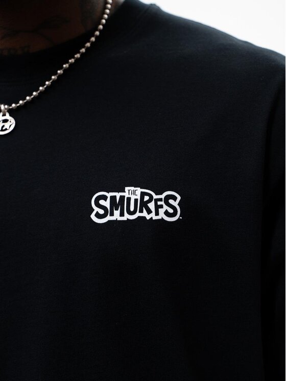 Smerfy Smerfy T-Shirt Szeroka Luźna Gargamel 127668 Czarny Oversize