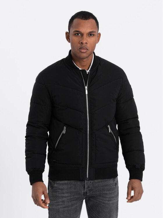 Ombre Ombre Bunda bomber OM-JALP-0143 Černá Regular Fit