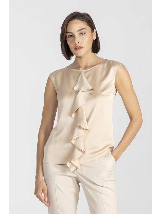 Deni Cler Milano Deni Cler Milano Top W-DC-0010-E2-S1-12-1 Beżowy Regular Fit