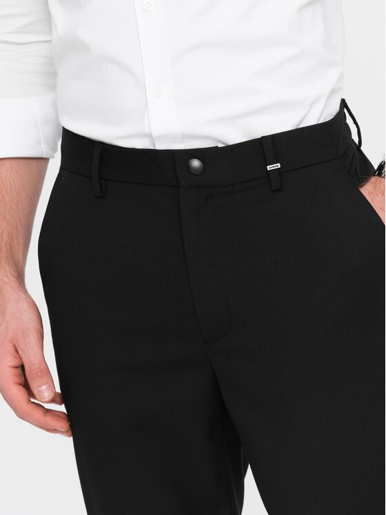 Ombre Ombre Kalhoty z materiálu OM-PACP-0157 Černá Chino Fit