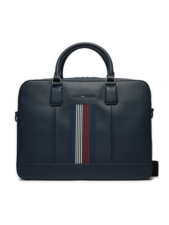 Geantă pentru laptop Tommy Hilfiger Coated Canvas Computer Bag AM0AM12492 Bleumarin