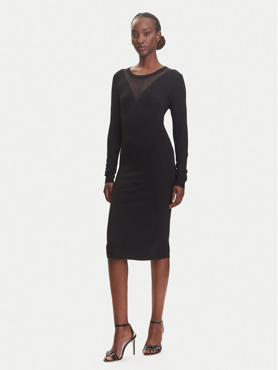 Fracomina Fracomina Kootud kleit FJ23WD5002K51801 Must Slim Fit