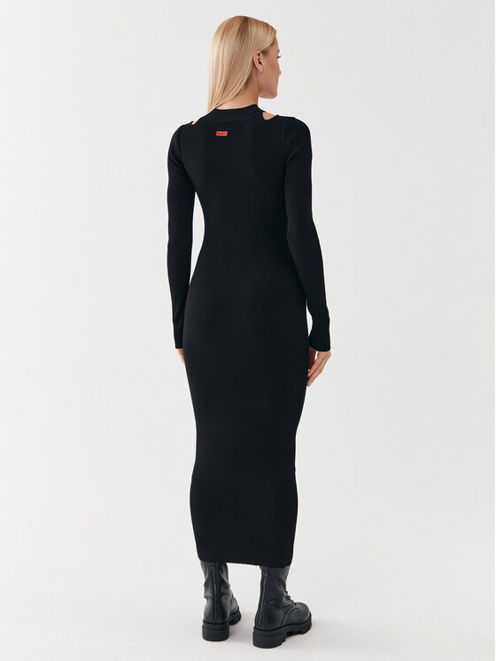 HUGO Hugo Sukienka dzianinowa 50493747 Czarny Slim Fit