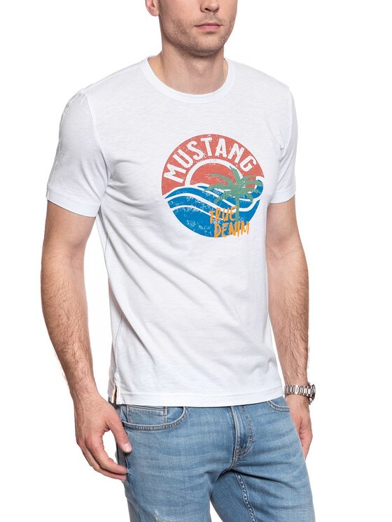 Mustang Mustang T-shirt ALEX C PRINT Bianco Regular Fit