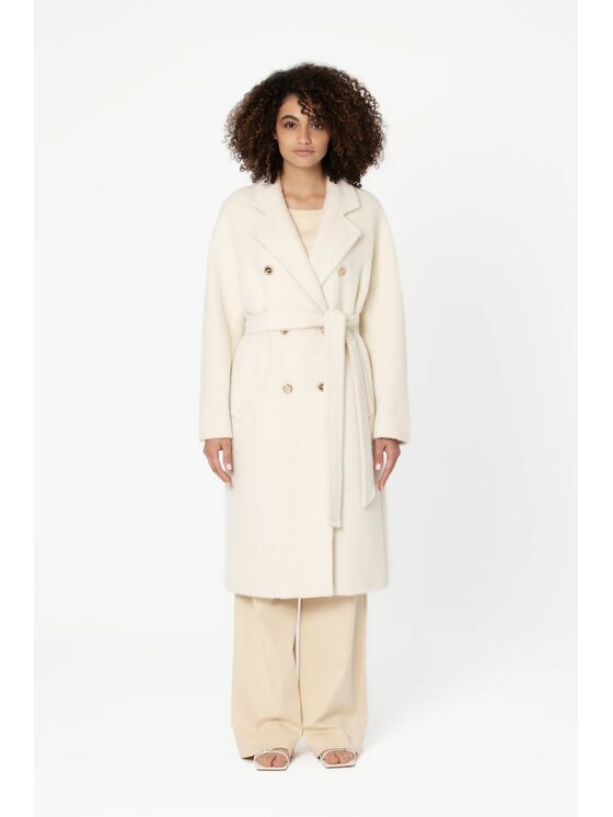 GIODORO GIODORO Μάλλινο παλτό S Λευκό Straight Fit