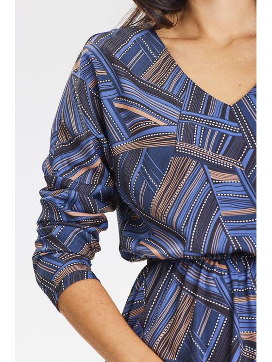 Awama Awama Letní šaty A666 Tmavomodrá Basic Fit