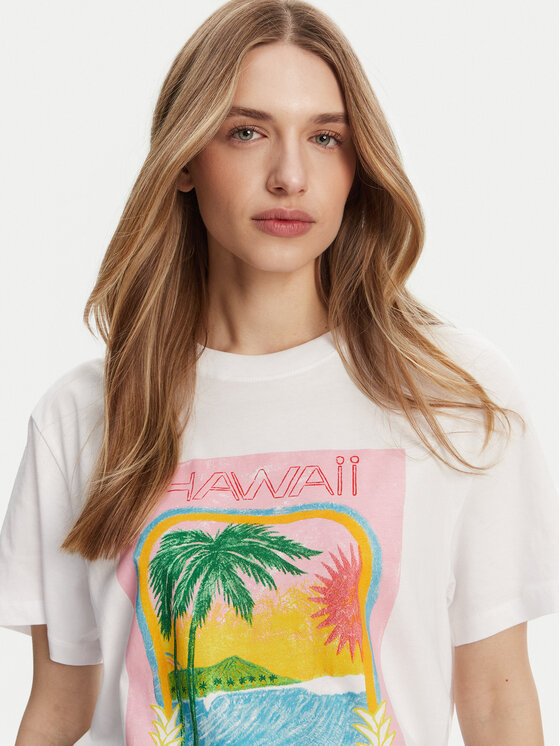 Roxy Roxy T-shirt ERJZT05899 Bijela Relaxed Fit