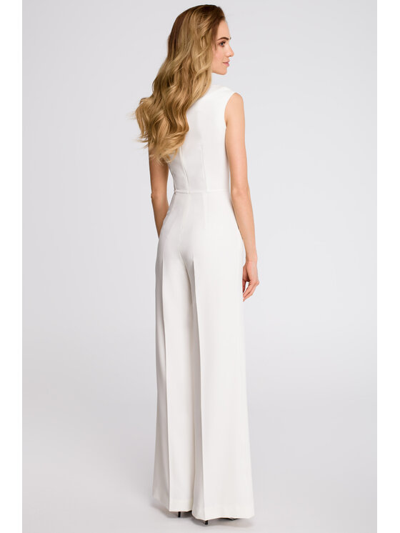 Stylove Stylove Kombinezon S115 Biały Wide Leg