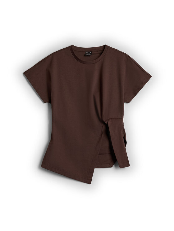 4F 4F T-Shirt SPORT OFFICE Brązowy ciemny Slim Fit