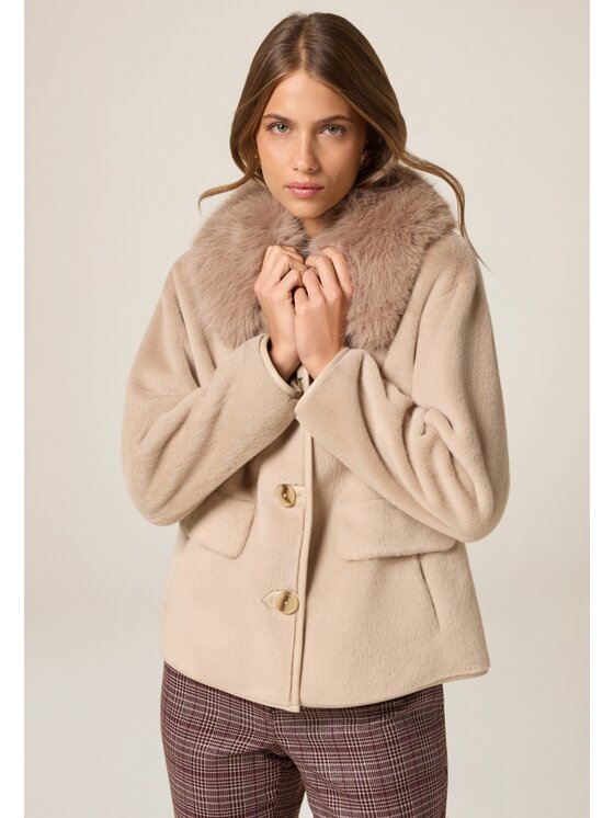 Oltre Oltre Cappotto invernale 0082J000125N002 Crema Boxy Fit