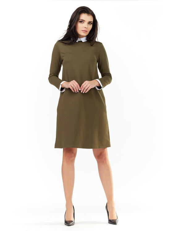Awama Awama Sukienka dzianinowa A204 Khaki