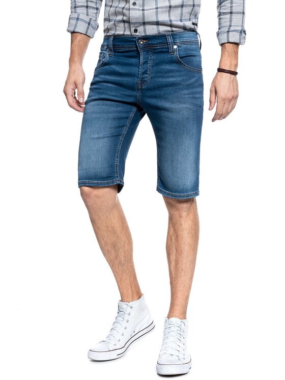 Mustang Mustang Szorty jeansowe CHICAGO SHORT Niebieski Slim Fit