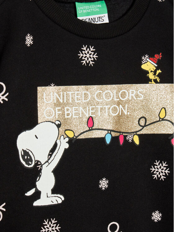 United Colors Of Benetton United Colors Of Benetton Majica dugih rukava PEANUTS 3UJAC15GE Crna Regular Fit
