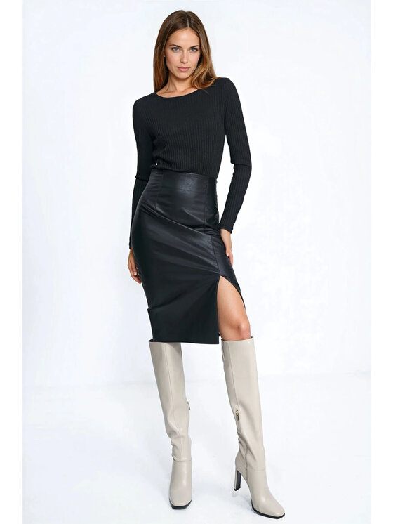 NIFE NIFE Midi sukně SP86 Černá Bodycon Fit