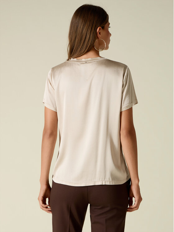 Oltre Oltre Bluzka 2080R003175N003 Kremowy Regular Fit