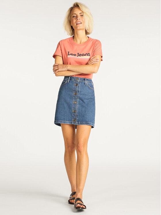 Lee Lee Spódnica jeansowa A Line L38NMG44 112108286 Granatowy Regular Fit