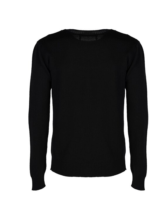 Les Hommes Les Hommes Πουλόβερ LJK104-652B | Round Neck Sweater with Shoulder Detail Μαύρο Regular Fit