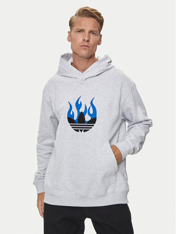 adidas Džemperis ar kapuci Flames Logo IS2947 Pelēks Regular Fit