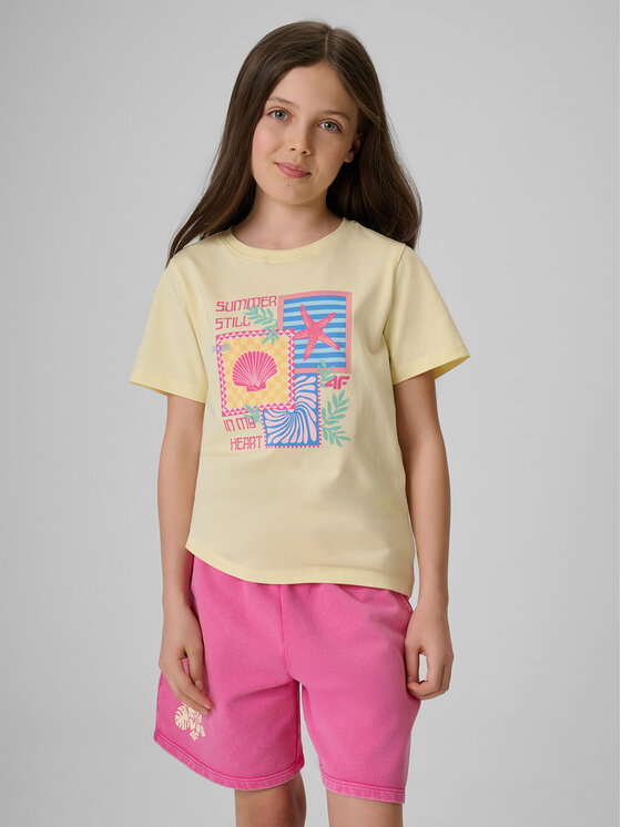 4F 4F T-Shirt SUMMER SPLASH Żółty jasny Regular Fit