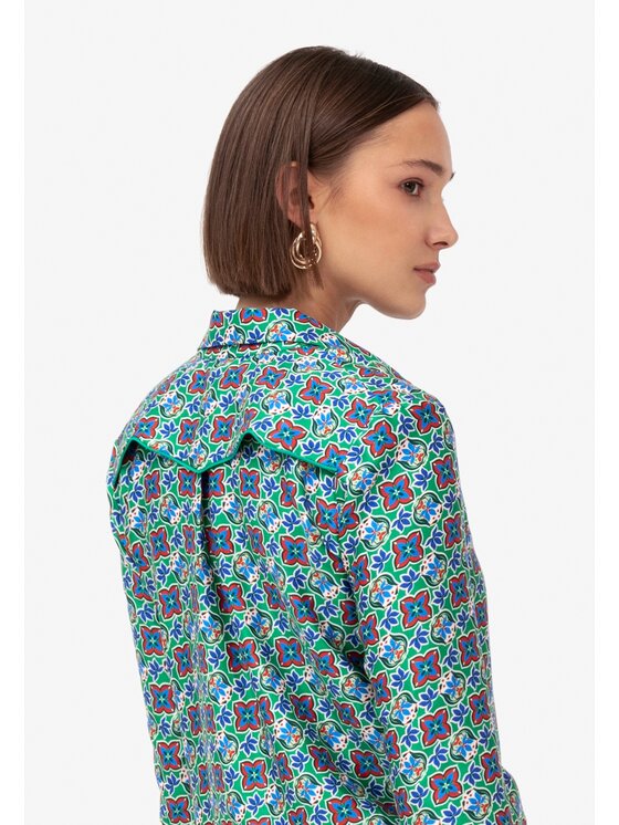 sax35th sax35th Bluzka PEONY Niebieski Casual Fit