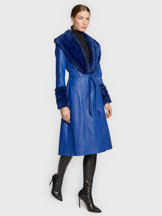 Rinascimento Cappotto in ecopelle CFC0110575003 Blu Regular Fit | Modivo.it