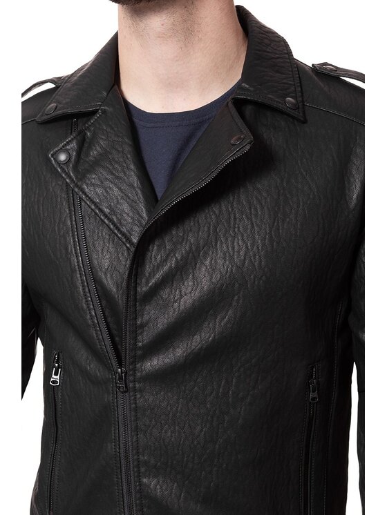 Wrangler Wrangler Giacca di pelle PU LEATHER Nero Slim Fit