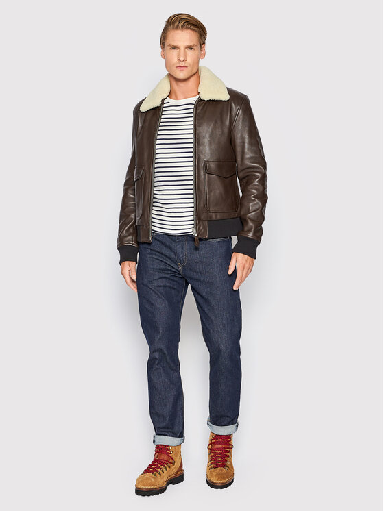 Serge Pariente Serge Pariente Geacă de piele Style 18 Maro Regular Fit