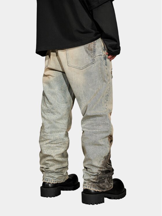 MADE BY SOCIETY MADE BY SOCIETY Spodnie materiałowe ACID-PHASE Jeans - P17237 Niebieski Basic Fit