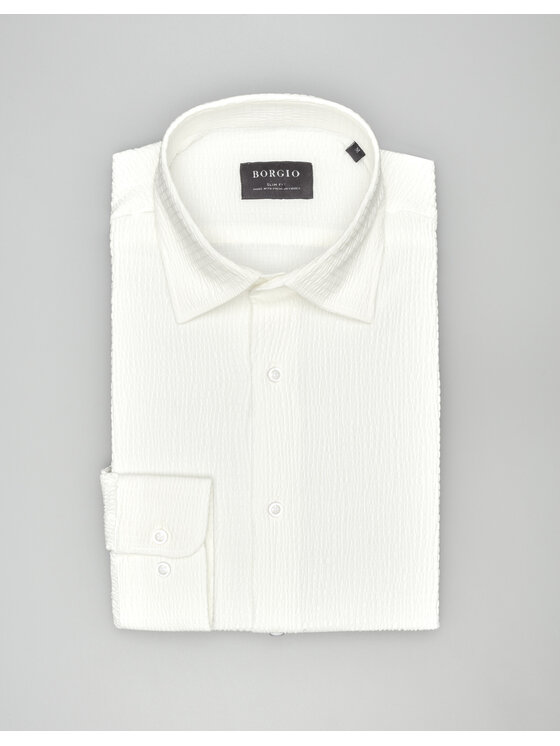 Borgio Borgio Koszula gonzaga 00580 Écru Slim Fit