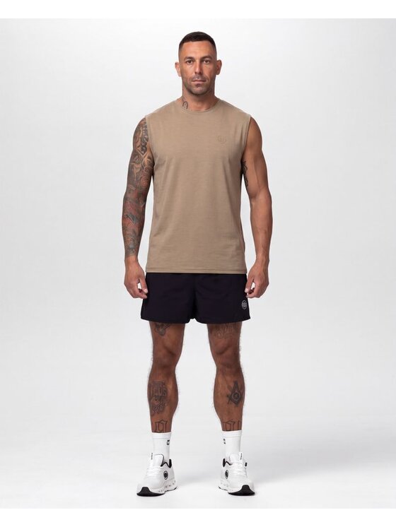 PITBULL PITBULL Koszulka techniczna Casual Sport SMALL LOGO II Brązowy Regular Fit