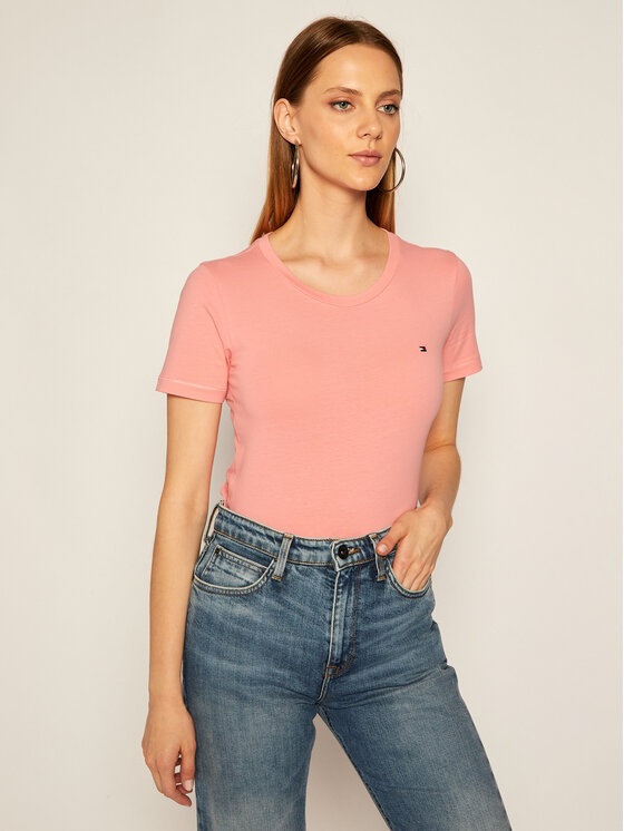 Tommy Hilfiger Póló Ess Sld Round WW0WW26739 Rózsaszín Slim Fit • Modivo.hu