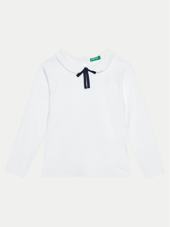 United Colors Of Benetton Bluzka 3P4ZC10LH Biały Regular Fit