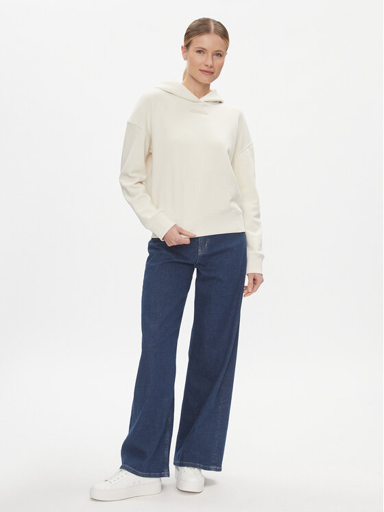 Calvin Klein Calvin Klein Bluza Micro Logo K20K206631 Écru Regular Fit