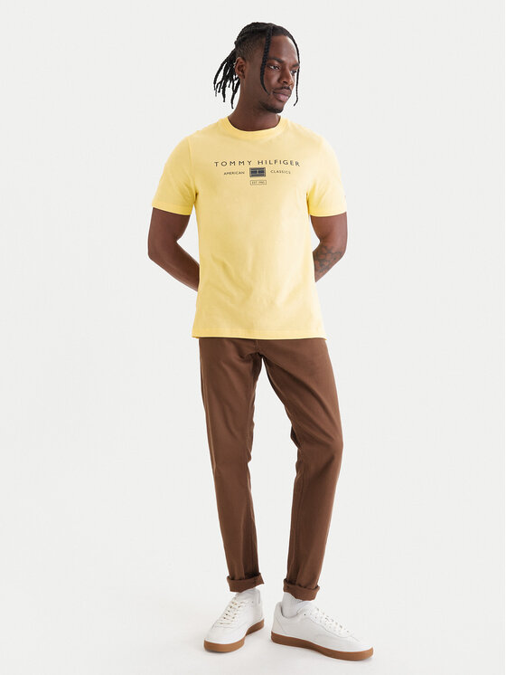 Tommy Hilfiger Tommy Hilfiger T-Shirt Brand Love MW0MW42365 Żółty Regular Fit