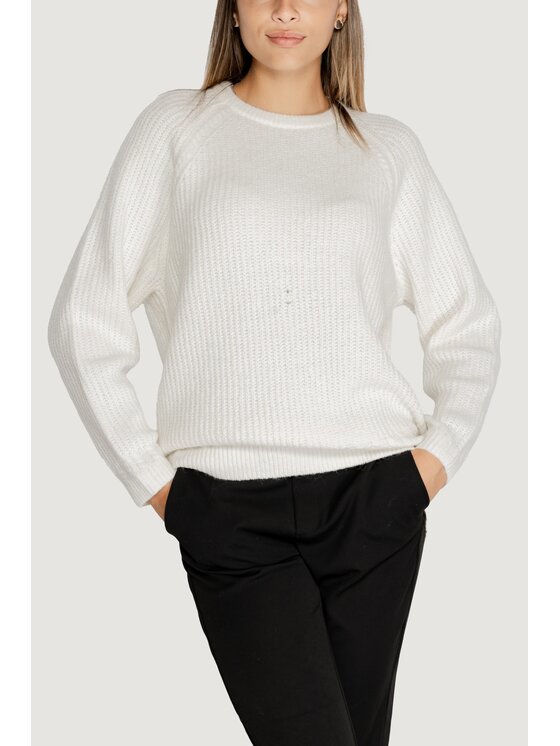 Guess Guess Sweter LS CN CABLE MARGOT Biały Classic Fit