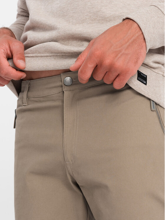 Ombre Ombre Spodnie dresowe OM-PACG-0204 Khaki Regular Fit