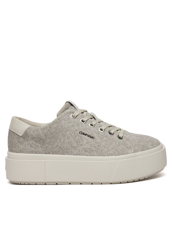 Calvin Klein Snīkeri Flatform Cup Lace Up W/Ml Felt HW0HW02325 Pelēks