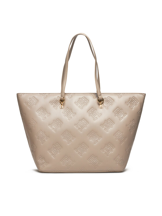 Tommy Hilfiger Tommy Hilfiger Käekott Th Refined Tote Mono AW0AW15726 Beež