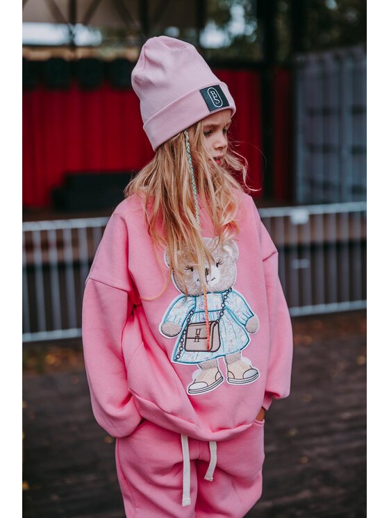 Bejbi Story Bejbi Story Bluza Bluza oversize Emily Teddy bez kaptura Różowy Oversize