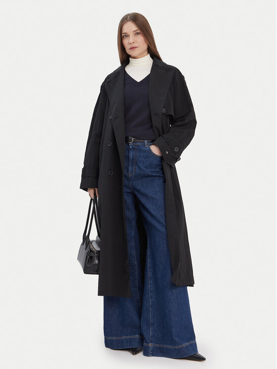 Tommy Hilfiger Tommy Hilfiger Trenčkot WW0WW45632 Črna Oversize