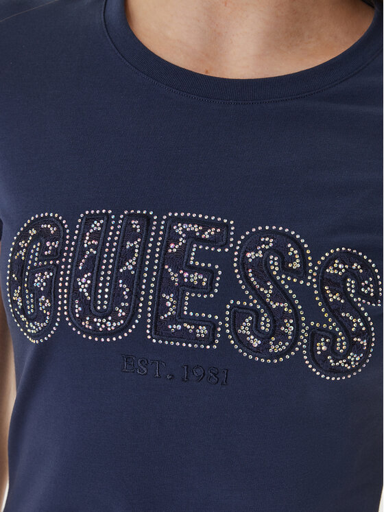 Guess Guess T-Shirt W5GI04 J1314 Σκούρο μπλε Slim Fit