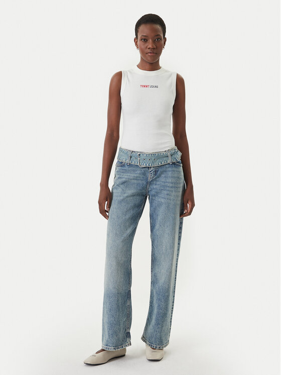 Tommy Jeans Tommy Jeans Top DW0DW22577 Biela Slim Fit