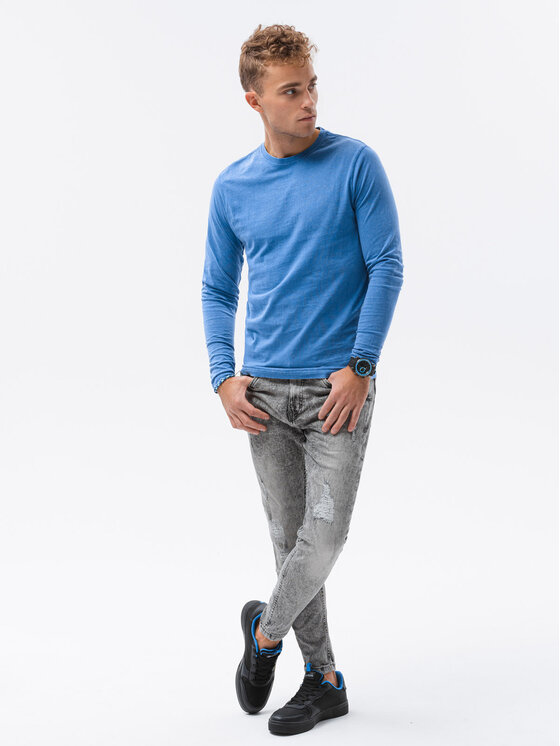 Ombre Ombre S dlouhým rukávem L131 Modrá Slim Fit