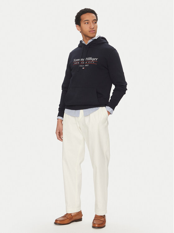 Tommy Hilfiger Tommy Hilfiger Pulóver Center Stack MW0MW38672 Sötétkék Regular Fit